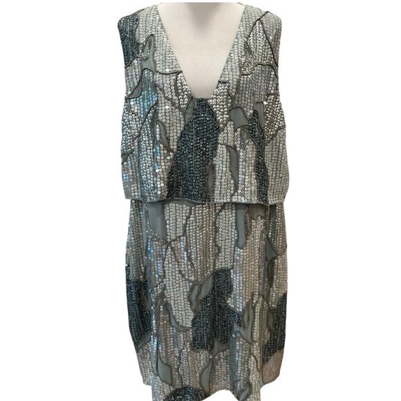 ASOS Curve Cocktail Dress 1X Homecoming Dress 18 Semi Formal Sequin 20s Flapper - Picture 12 of 17